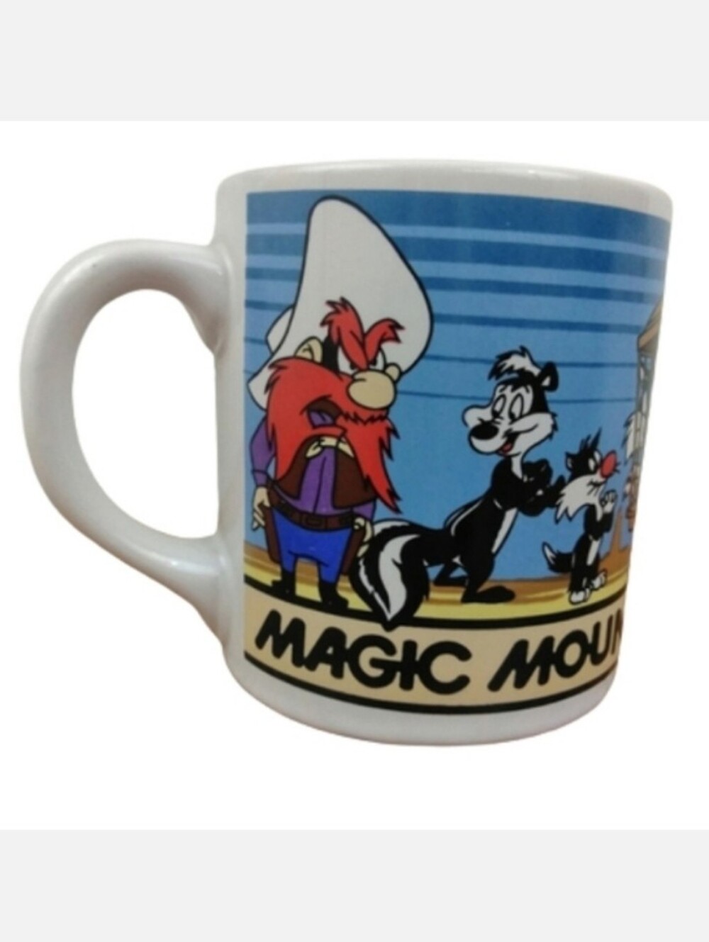3/$15 MUGS SALE! Looney Tunes Vintage 1985 Magic Mountain Bugs Bunny Coffee Mug